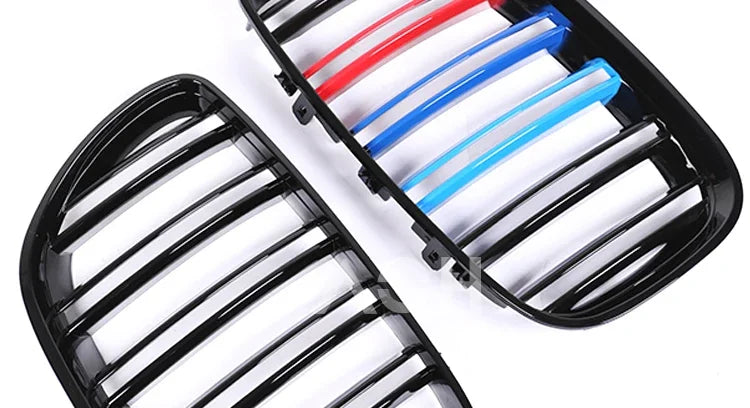 M Style Front Bumper Kidney Grille Carbon Fiber Radiator Black Gloss Racing Grills Cover for BMW X5 E53 X5M 2003 2004 2005 2006