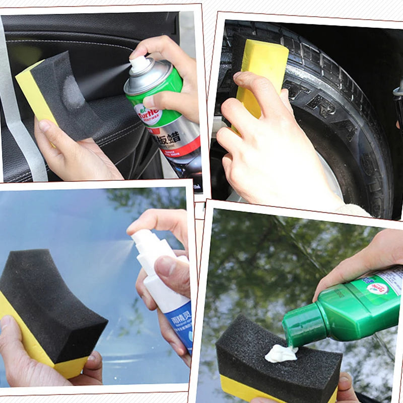 4PcsCar Wheel Cleaning Sponge Tire Polishing Cleaning Sponge Wax Applicator Pads Tire Wash Wipe Cleaning Tool Car Cleaning Brush