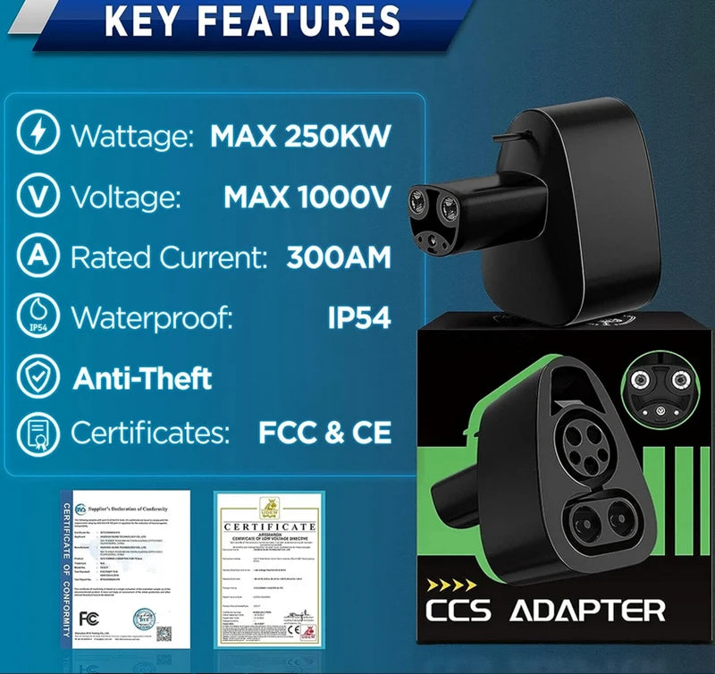 Ev Charger Adapter For Tesla Model Y S X 3 USA CCS1 Combo Adapter Charging Gun Conversion Head DC AC Power Converter