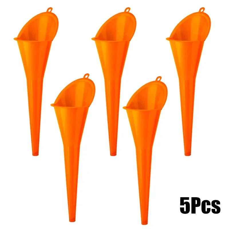 5/1Pcs Car Long Stem Funnel Gasoline Oil Fuel Filling Tool Anti-splash Plastic Funnel Motorcycle Refueling Tool Auto Accessories