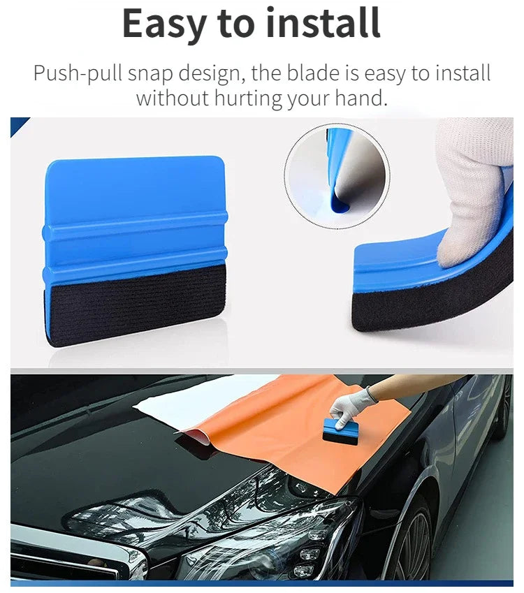 Car Vinyl Wrap Film Squeegee Scraper Foil Wrapping Suede Felt Scraper Auto Car Styling Sticker Window Tint Tools Cleaning Blue