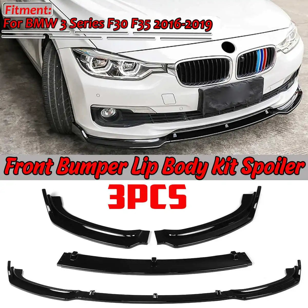 F30 F35 ABS Car Front Bumper Splitter Lip Spoiler Diffuser Guard Cover Body Kit For BMW 3 Series F30 F35 2016-2019