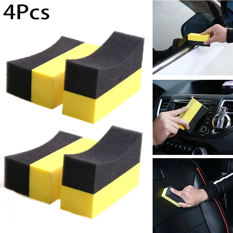 4PcsCar Wheel Cleaning Sponge Tire Polishing Cleaning Sponge Wax Applicator Pads Tire Wash Wipe Cleaning Tool Car Cleaning Brush